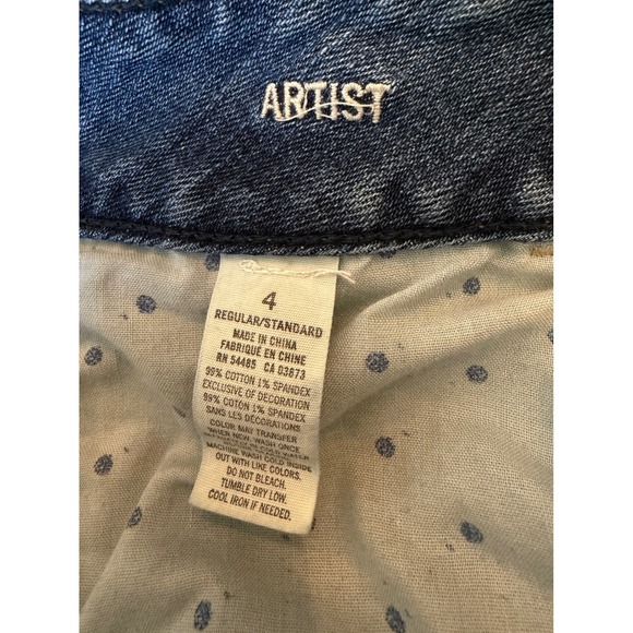 Y2K American Eagle Artist Flare Jeans Womens 4 Regular Blue Distressed Ripped - Picture 4 of 4